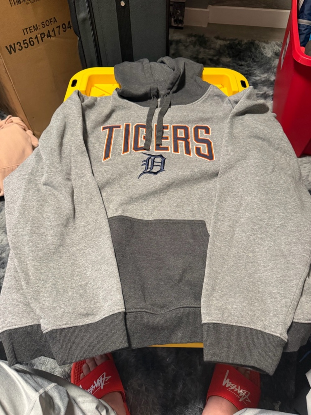 Majestic Gray Detroit Tigers Hooded Sweatshirt with White Logo